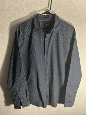 01.Algo Floral Button Up Shirt Non-Iron Stretch Regular Long Sleeve Men Large